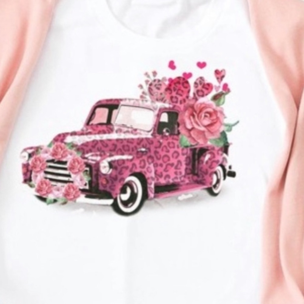 Bella+Canvas Women’s Leopard Truck Heart Tee NIP - Picture 1 of 3